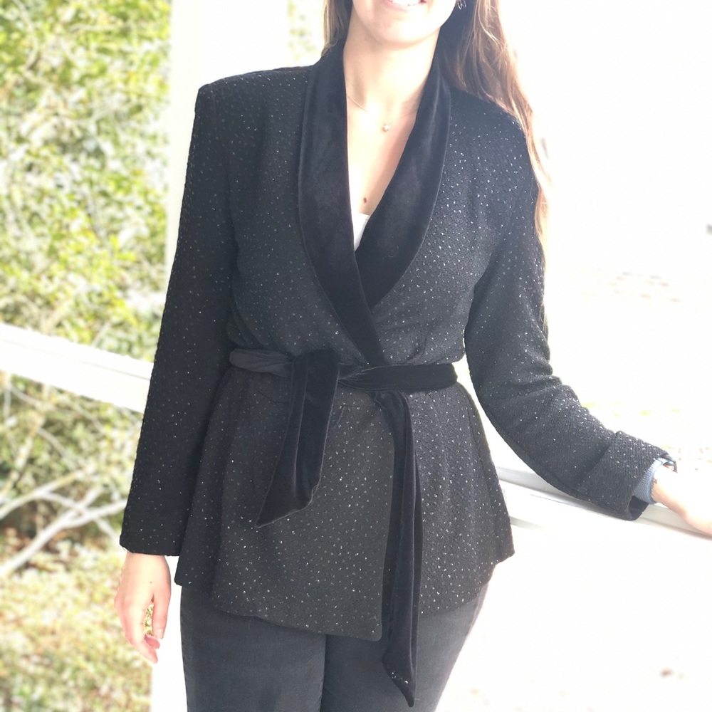 Vintage black crystal studded blazer